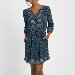 Faherty Long Sleeve Silk Dress